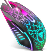 Gaming Mouse Wired, Ergonomic Gamer Laptop PC Optical Computer Mice with RGB Backlit, 4 Adjustable DPI up to 3600, 6 Programmable Buttons for Windows 7/8/10/XP Vista Linux -Black